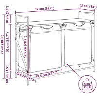 vidaXL Wasmand 2 vakken met plank grijs sonoma eiken