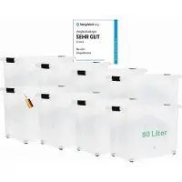 Novaliv 8x opbergdozen met deksel, groot 80L, transparant, nestbaar, stapelbaar met clipsluiting, rolboxen, kunststof, BPA-vrij, 61x40x45 cm