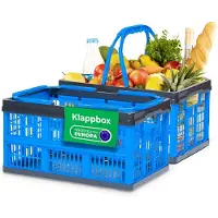 Novaliv Opvouwbare Box Blauw Set van 2 - 16L Opvouwbare Mand met Handvatten - Veelzijdige Boodschappenmand - Praktische Opbergdoos