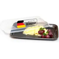 Novaliv Antraciet Premium Vleeswarendoos met Transparant Deksel, Voedselbewaarbakjes voor Worst & Kaas Afmetingen 25x17x3 cm Koelkastorganizer Knäckebröddoos Appartement Onmisbare Keukengadgets