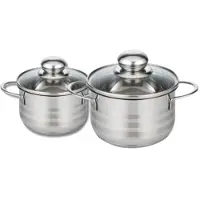 Fackelmann Set van 2 kookpannen 14 en 16 cm van roestvrij staal zonder PFAS Elo Brillant
