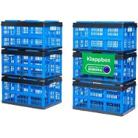 Novaliv Opvouwbare Box Blauw Set van 6 - 16L Opvouwbare Mand met Handvatten - Veelzijdige Boodschappenmand - Praktische Opbergdoos