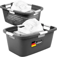 Novaliv Wasmand 40L + wasbak 40L, wasboxset, wasemmer, wascontainer voor badkamerwas, vuile was, wasmanden, wasbak, wasmand, wasmand, verzamelbox