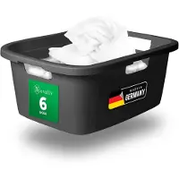Novaliv Value Set 6X Wasbak met 3 handgrepen 25L Antraciet, Wasboxset Wasemmer Wascontainer voor badkamerwas Vuile was, Wasbakken Wasmand Opbergmand Collector