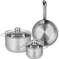 Fackelmann Set van 1 Koekenpan 24 cm en 2 kookpotten 14 en 20 cm Elo Profi Brillant