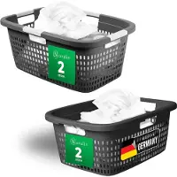 Novaliv wasmandset 2x 25L + 2x 40L, wasboxset wasemmer wascontainer voor badkamerwas vuile was, wasmanden wasbak wasmand wasmand verzamelbox bak
