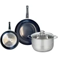 Fackelmann Set van 2 Koekenpannen 20 en 28 cm en 1 braadpan 24 cm Elo Prima Brillant