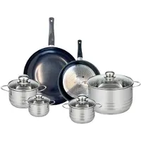 Fackelmann Set van 2 Koekenpannen 24 en 32 cm en 4 kookpotten 12, 14, 16 en 24 cm Elo Prima Glanzend