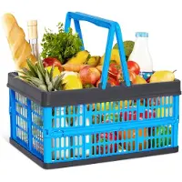 Novaliv Opvouwbare Box Blauw - 16L Opvouwbare Mand met Handvatten - Veelzijdige Boodschappenmand - Praktische Opbergdoos