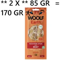 Woolf ** 2 x ** - Earth Noohide L stick met rund 85 gr = 170 gr - tand en tandvleesverzorgend - lekker voor uw hond