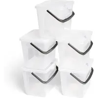 Novaliv 5X Wasmiddeldoos met deksel 4 liter I Transparant I 23,5 x 18 x 18,5 cm I Doos Waspoeder Opbergdoos met handvat Wasmiddel Opbergdoos Wasmiddel Wasmiddelcontainer Waspoedercontainer