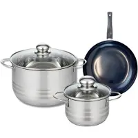 Elo Set van 1 Koekenpan 20 cm en 2 kookpotten 16 en 24 cm Elo Prima Glanzend