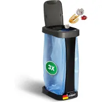 Novaliv 3-pack afvalzakhouders met deksels voor 70L-120L afvalzakken, extra robuuste en stevige houder geschikt voor buitengebruik, gele afvalzakhouder, gele afvalzakhouder, afvalbak
