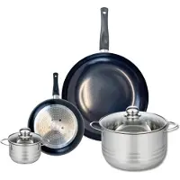 Fackelmann Set van 2 Koekenpannen 20 en 32 cm en 2 kookpotten 12 en 24 cm Elo Prima Glanzend