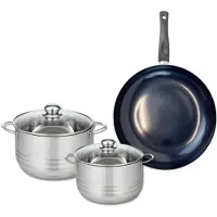 Elo Set van 1 Koekenpan 32 cm en 2 kookpotten 20 en 24 cm Elo Prima Brillant