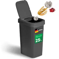 Novaliv afvalbak 25L met 2-in-1 deksel, scharnierend deksel & zwaaideksel, anti-geur afvalbak voor keuken huishouden kantoor, afvalemmer afvalbak plastic afvalcontainer afvalbak