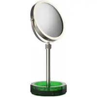 DECOR WALTHER Make-up Spiegel Kristall KSA Met Schaaltje Groen Gesatineerd Nikkel (4x + 1x magnification)