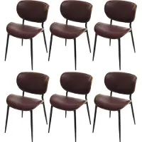 Mendler Set van 6 eetkamerstoelen -O45, stoel, gebogen hout kunstleer 280g/m² Oeko-Tex MVG ~ walnoot look, vintage bruin