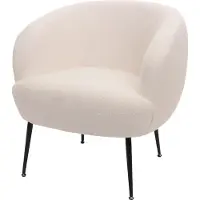 MCW Lounge fauteuil -O37, cocktail/club fauteuil gestoffeerde fauteuil, stof/textiel bouclé (330g/m²) metaal MVG ~ wit