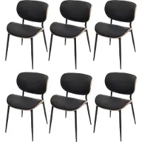 MCW Set van 6 eetkamerstoelen -O45, stoel, gebogen hout kunstleer 280g/m² Oeko-Tex MVG ~ naturel, zwart