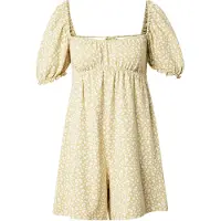 Miss Selfridge Jumpsuit pasteelgeel / wit