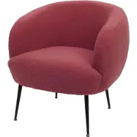 MCW Lounge fauteuil -O37, cocktail/club fauteuil gestoffeerde fauteuil, stof/textiel bouclé (330g/m²) metaal MVG ~ paars-rood