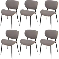 Mendler Set van 6 eetkamerstoelen -O45, gebogen houten stof (370g/m²) Oeko-Tex MVG-gecertificeerd ~ naturel, lichtgrijs
