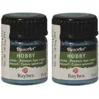 Rayher Hobby Materialen 2x Turquoise blauwe acrylverf/allesverf potjes 15 ml