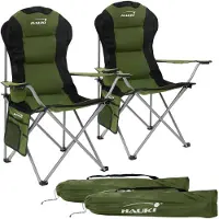 HAUKI 2x campingstoel opvouwbaar tot 150 kg Khaki met bekerhouder incl. draagtas