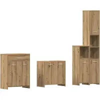 vidaXL 4-delige Badkamermeubelset bewerkt hout artisanaal eikenkleur
