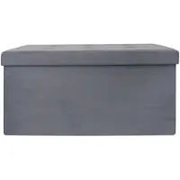 Home Deco Factory Home Deco - Poef/hocker Chique - opvouwbaar - stof - opbergbox - grijs - polyester/mdf - 76 x 38 cm