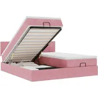 vidaXL Ottoman bed met matrassen en LED's 180x200cm fluweel roze