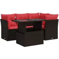 vidaXL 5-delige Loungeset met kussens poly rattan acacia bruin