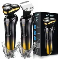 AG AG210 Scheerapparaat Mannen- Met Trimmer - Nat en droog - Scheerapparaten - Scheren - 120 Minuten Draadloos Te Gebruiken - Tondeuse - Elektrisch shaver - Baardtrimmer - Ook Voor Vrouwen - Goud