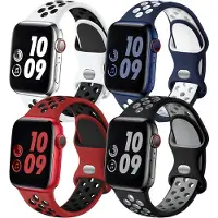 Podec Smartwatch - Siliconen Strap Multicolor Set van 4 - Geschikt voor Apple Watch - Bandje Geschikt voor iWatch 42 / 44/ 45 / 49 mm - Geschikt voor Series 1/2/3/4/5/6/7/SE