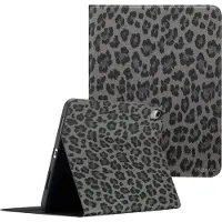 Selencia Sabi Bookcase met panterprint voor de Apple iPad 11 (2025) 11 inch A16 / iPad 10 (2022) 10.9 inch - Midnight Black