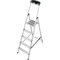 Krause 126337 Aluminium Ladder Werkhoogte (max.): 3.05 m Zilver DIN EN 131 4.7 kg 5 treden