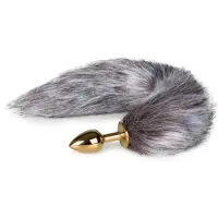 Easytoys Fetish Collection Fox No5 - metalen buttplug met vossenstaart (goud-zilver)