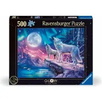 Ravensburger puzzel Star Line - Wolf im Nordlicht - 500 stukjes glow in the dark.