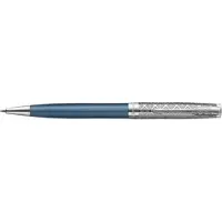 Parker Sonnet vulpen | | Roestvrij staal en blauwe lak| Fijne penpunt met zwarte inkt navulling | geschenkdoos
