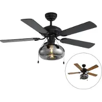 QAZQA Plafondventilator zwart 107.5cm met trekschakelaar - Mistral Busa