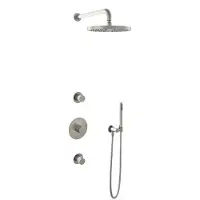 Hotbath Cobber IBS20 Regendoucheset - inbouw - 35cm wandarm - 30cm ronde hoofddouche - staafhanddouche - geborsteld nikkel (RVS) IBS20GN5