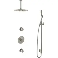 Hotbath Cobber IBS20GN inbouwdouche met 15cm plafondbuis, 30cm hoofddouche en glijstang geborsteld nikkel