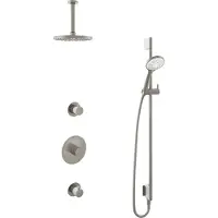 Hotbath Cobber IBS20 Inbouw Doucheset - 3-standen Handdouche - 20cm Hoofddouche - 15cm Plafondbuis - Glijstang - Geborsteld Nikkel - Messing - Kranen, - Kranen, Douchekranen, Douchesets, Inbouw