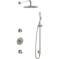 Hotbath Cobber IBS20 Inbouw Doucheset - Staafhanddouche - 30cm Hoofddouche - Wandarm - Glijstang - Geborsteld Nikkel - Messing - Kranen, Douchekranen, - Kranen, Douchekranen, Douchesets, Inbouw