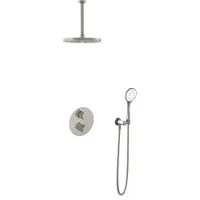 Hotbath Cobber IBS20A Inbouw Doucheset - 3-standen Handdouche - 25cm Hoofddouche - 30cm Plafondbuis - Wandsteun - Geborsteld Nikkel - Messing - Kranen, Douchekranen, Douchesets, Inbouw douchesets