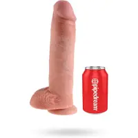 King Cock 11 - dildo met zuignap en ballen - huidkleur - 28cm
