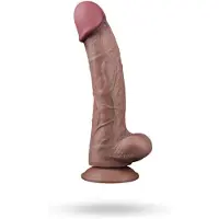 Vuxen - Realistische XXL Dildo Met Zuignap 26.5 x 4.8 cm - Donkere Huidskleur