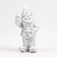 Stoobz Design Stoobz kabouter f*ck you zilver 20cm zilver Kunststof Tuinbeeld