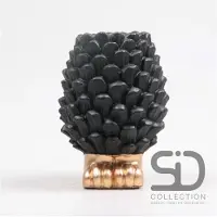 Season Inspired Decoration Vaas dennenappel op voet 16cm zwart zwart Aardewerk